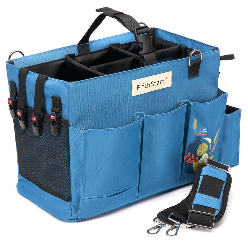 FifthStart Wearable Cleaning Caddy with Handle Caddy Organizer for Cleaning  Supplies with Shoulder and Waist Straps, Car Organizer, Under Sink  Organizer: (Blue Check, Large) 