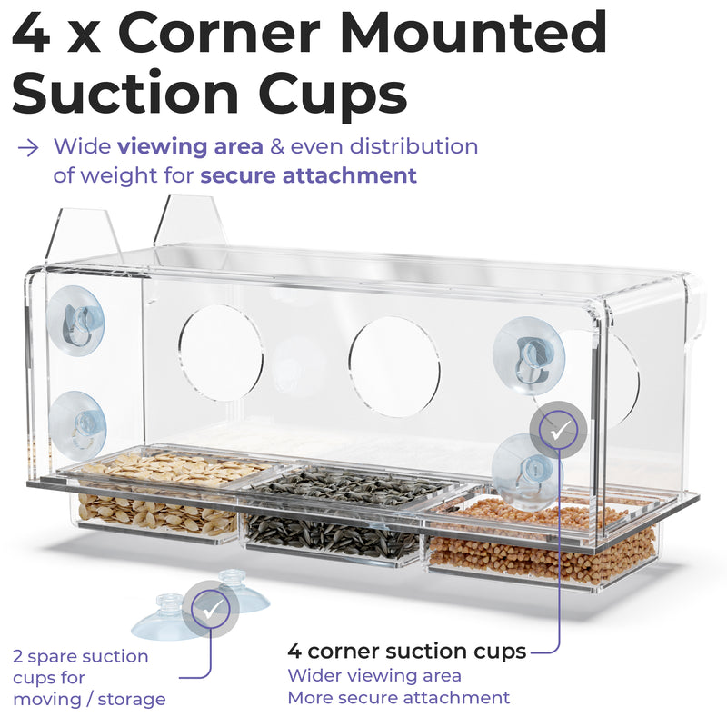 Window Bird Feeder with Strong Suction Cups, Clear Window Bird Feeders for  Outside - Transparent Bird House, Balcony Glass Mount, Acrylic Cat, Kids 